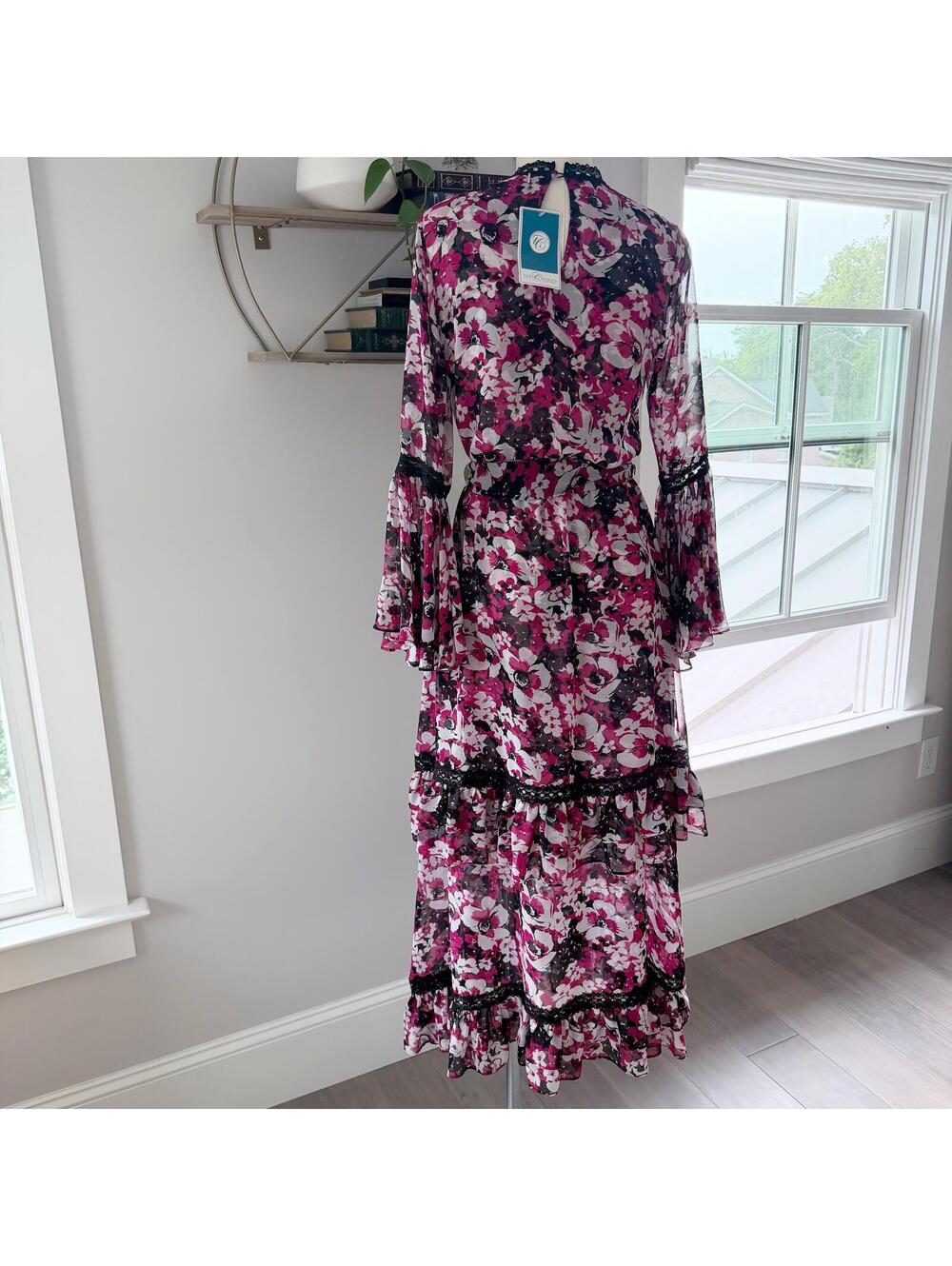MISA Los Angeles Floral Print Ruffle Maxi Dress Size XS - Picture 3 of 8